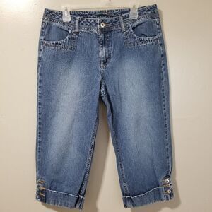 French Cuff Women's Capri Jeans Size 14 Classic 90s Y2K Denim Pants